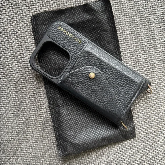 Bandolier Black Leather iPhone 15 Pro Case - Picture 3 of 4